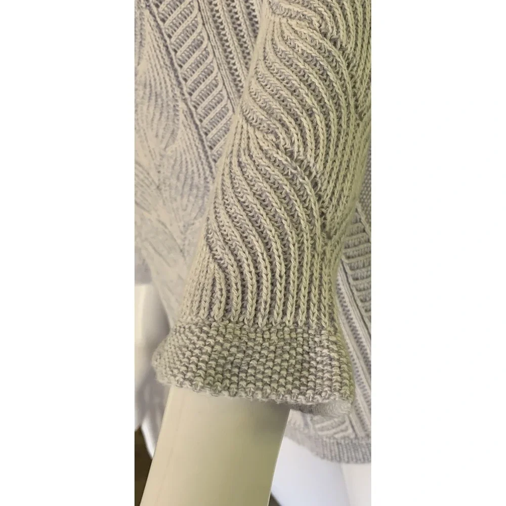 Orvis Sweater light purple Marled Cotton Cable Textured 3/4 Sleeve Lightweight S